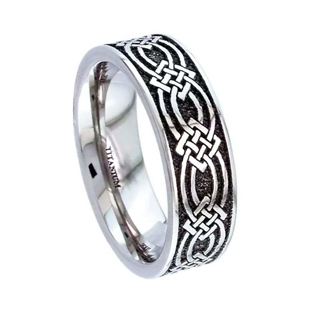 Titanium Celtic Flat Court Comfort Wedding Ring