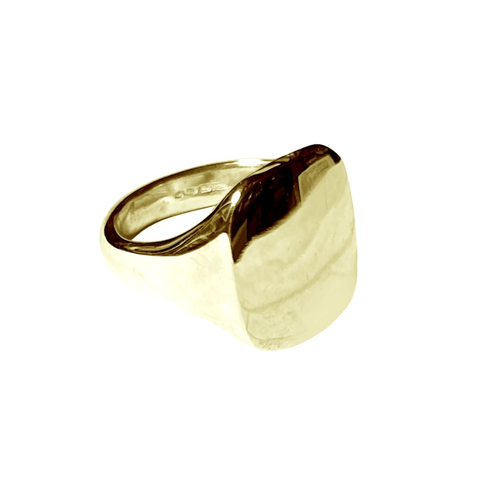 9ct Yellow Gold Cushion shaped Signet Rings 14 x 12mm 7.6g