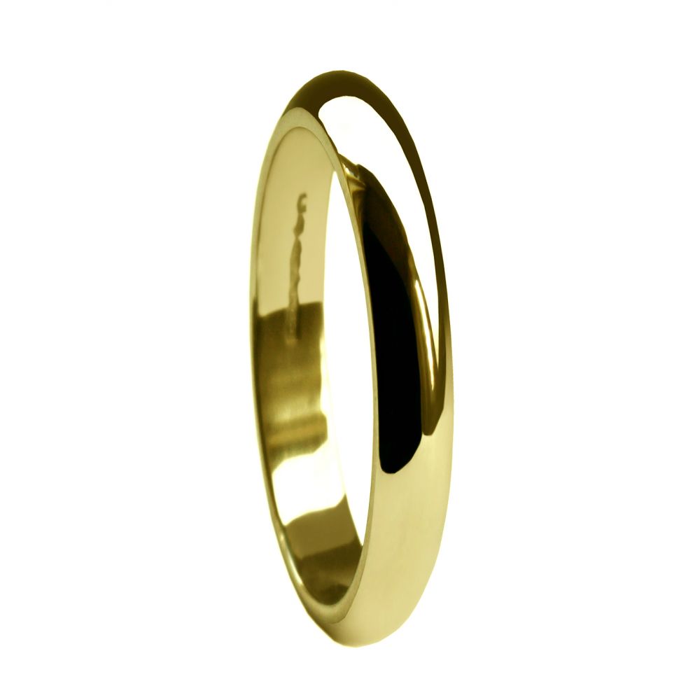 2mm 18ct Yellow Gold Extra Heavy D-Shape Wedding Rings Bands