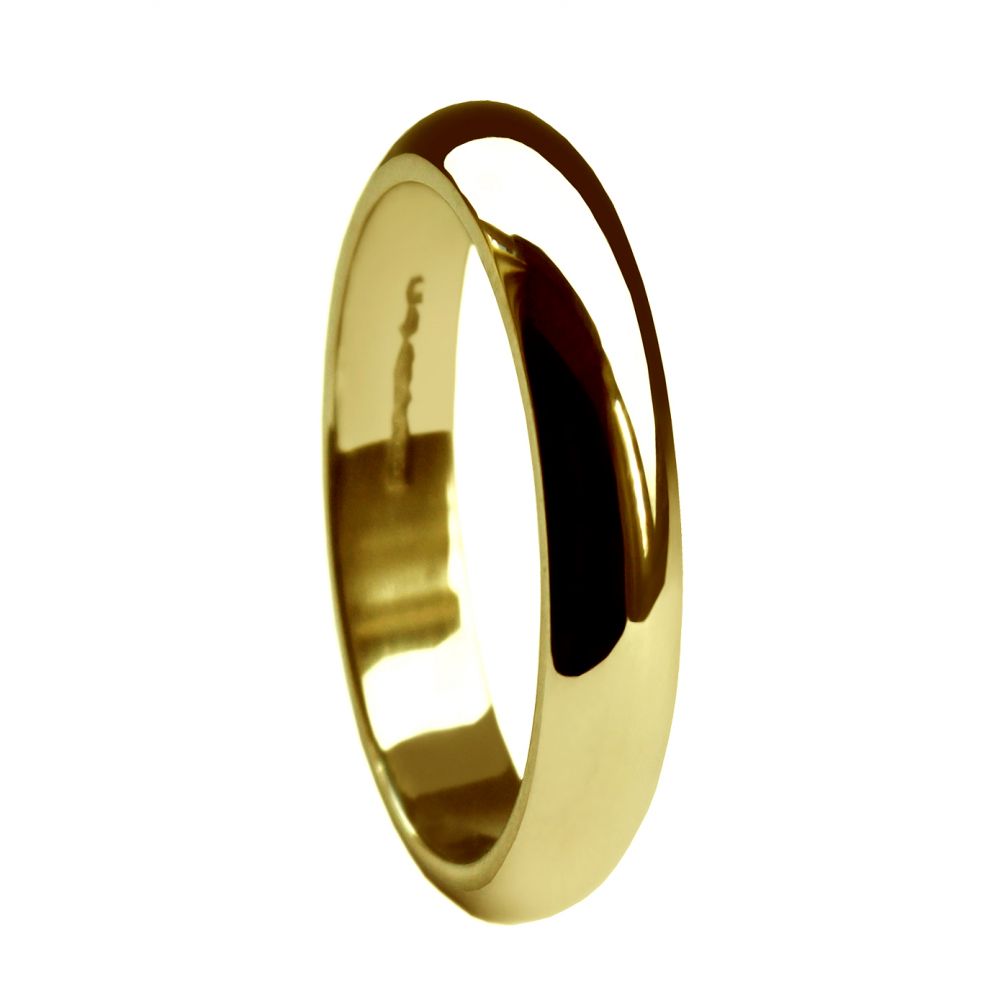 3mm 18ct Yellow Gold Extra Heavy D-Shape Wedding Rings Bands