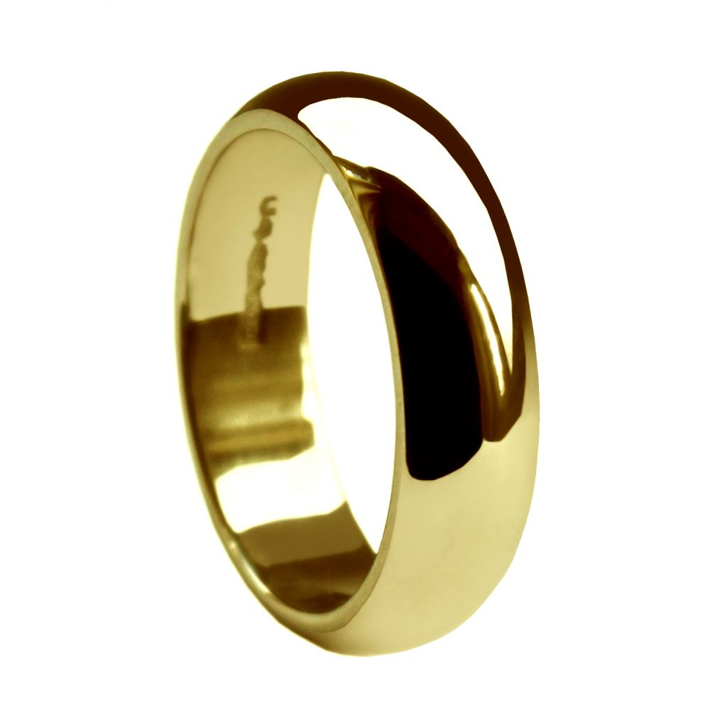 6mm 18ct Yellow Gold Extra Heavy D-Shape Wedding Rings Bands