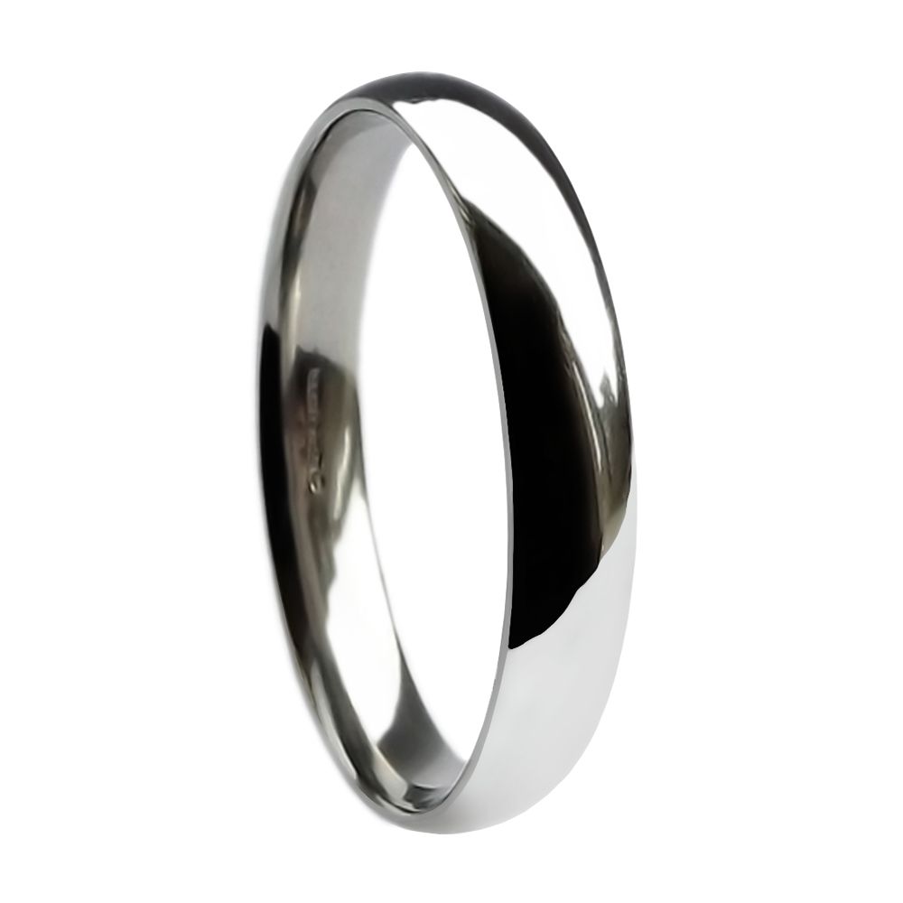 3mm 18ct White Gold Heavy Court Comfort Wedding Rings Bands