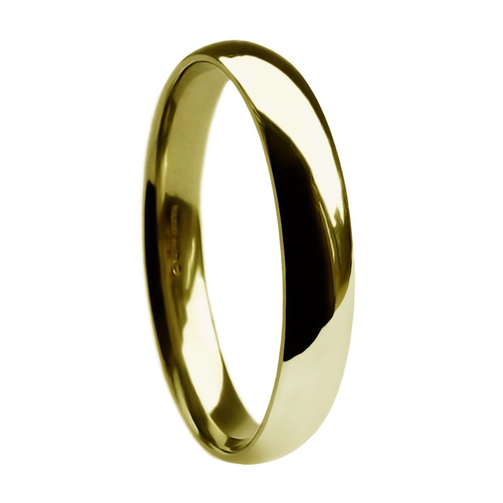3mm 9ct Yellow Gold Heavy Court Comfort Wedding Rings Bands