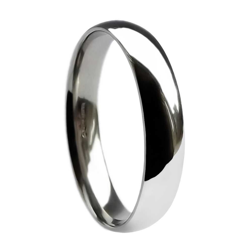 4mm 9ct White Gold Heavy Court Comfort Wedding Rings Bands