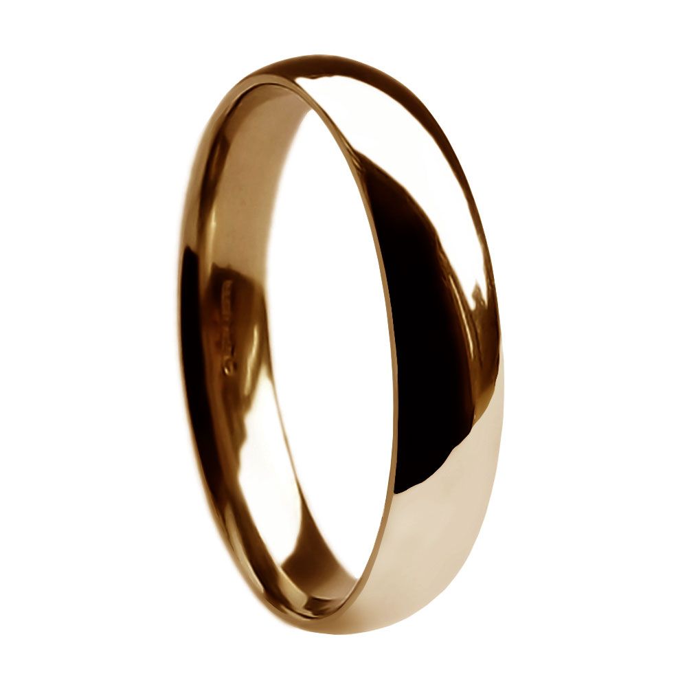 4mm 9ct Red Gold Heavy Court Comfort Wedding Rings Bands