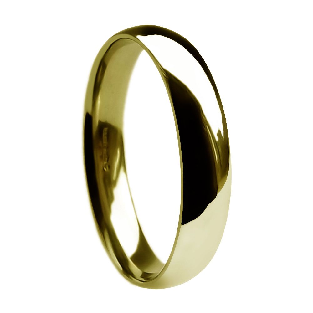 5mm 9ct Yellow Gold Light Court Comfort Wedding Rings Bands