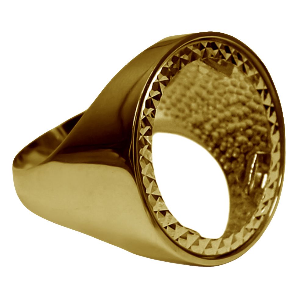 9ct Yellow Gold Plain Full Sovereign Ring Mount