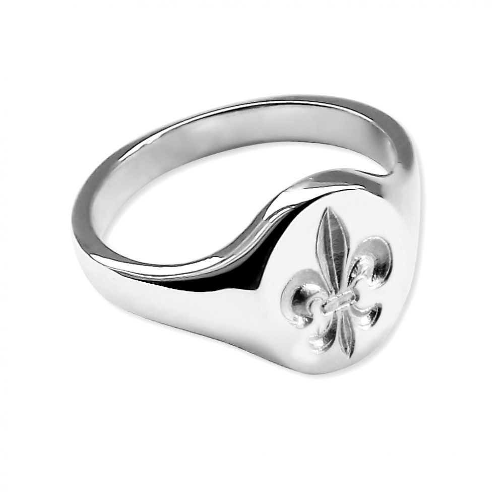 925 Sterling Silver Fleur De Lis Signet Rings 14 x 12mm 8.1g