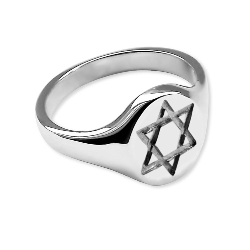 925 Sterling Silver Star Of David Signet Rings 14 x 12mm 8.1g