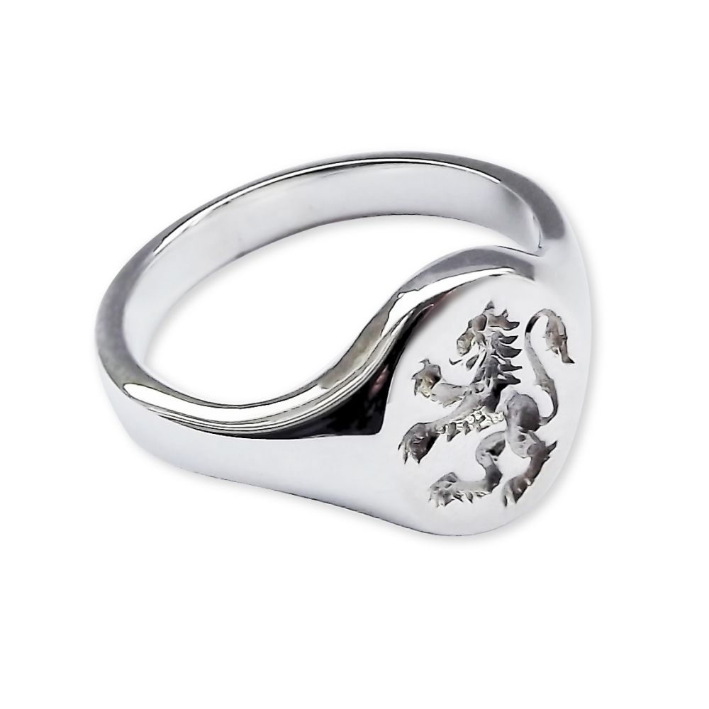 925 Sterling Silver Rampant Lion Signet Rings 14 x 12mm 8.1g