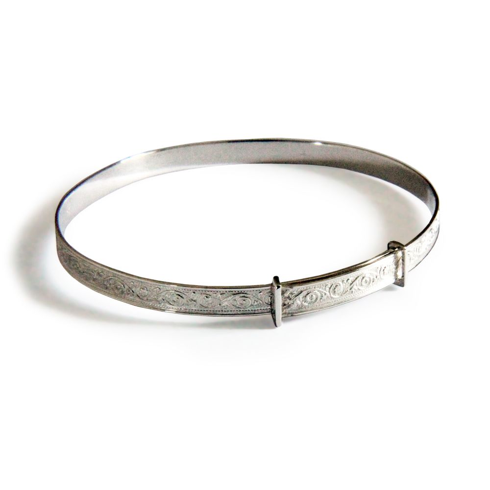 925 Solid Sterling Silver Ladies 5mm Extra Large Expending Bangle UK Made and Hallmarked