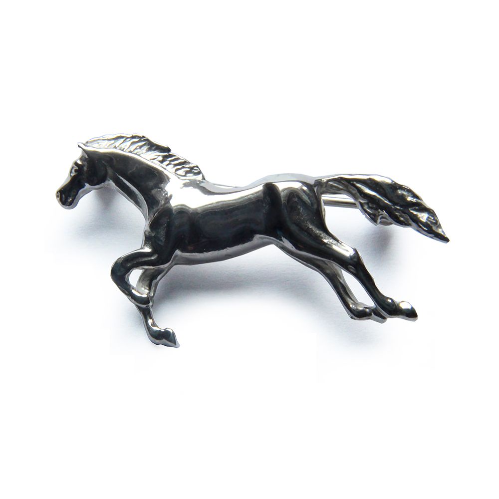 925 Sterling Silver Horse Brooch 40 x 22 x 8mm