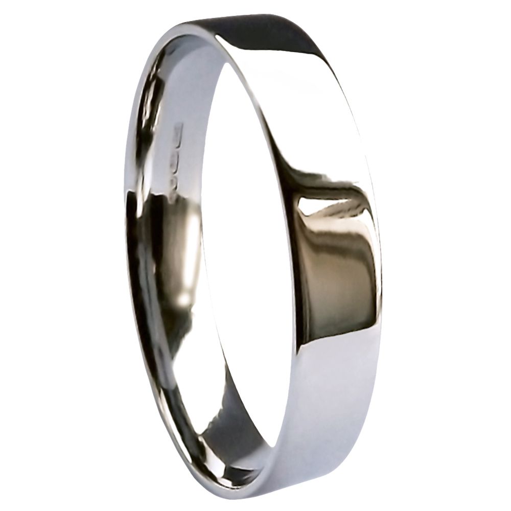 SALE 4mm 950 Palladium Heavy Flat Court Profile Wedding Ring Band