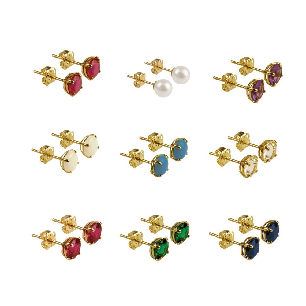 9ct Yellow Gold 5mm Birthstone Gemstone Earrings