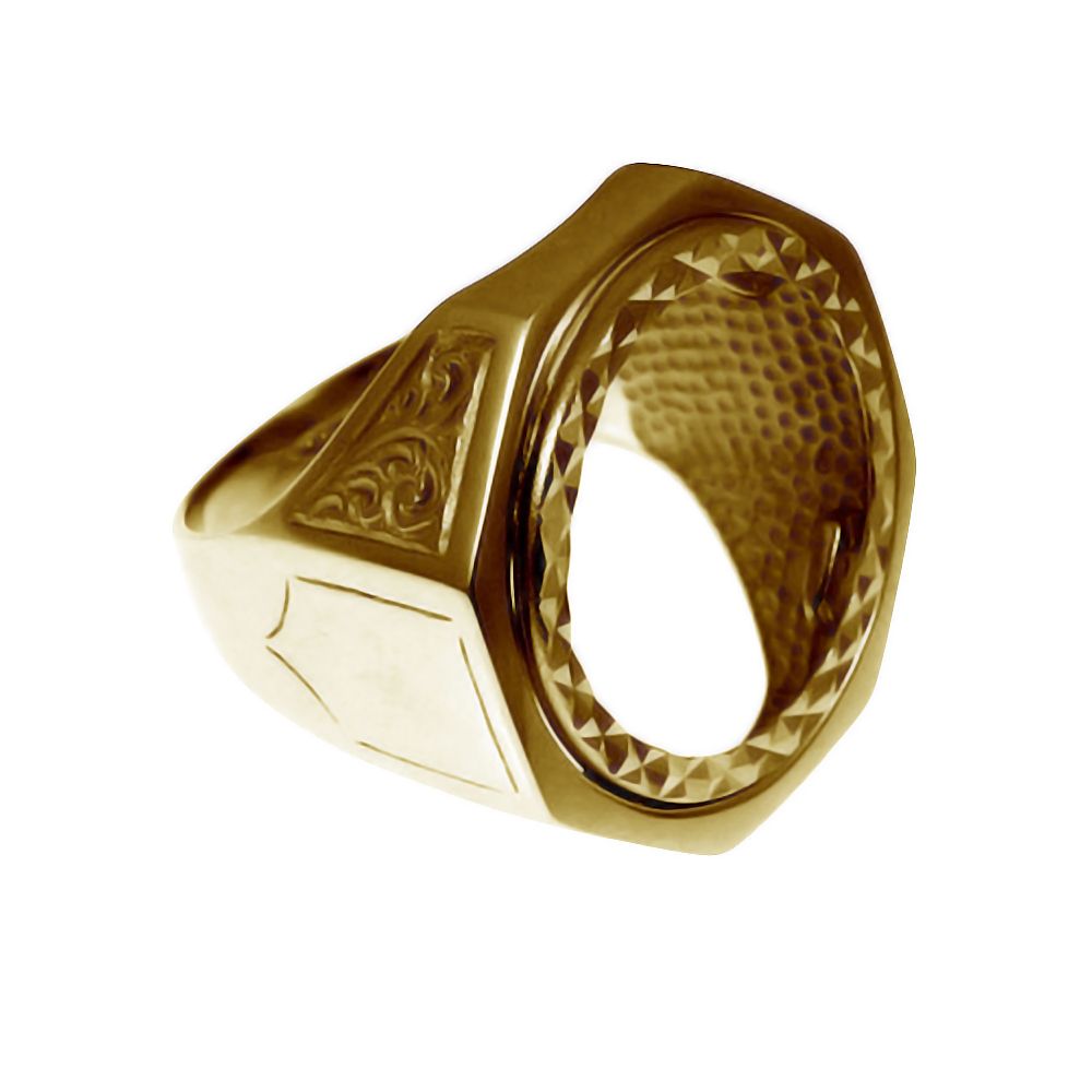 9ct Yellow Gold Hexagonal Half Sovereign Ring Mount