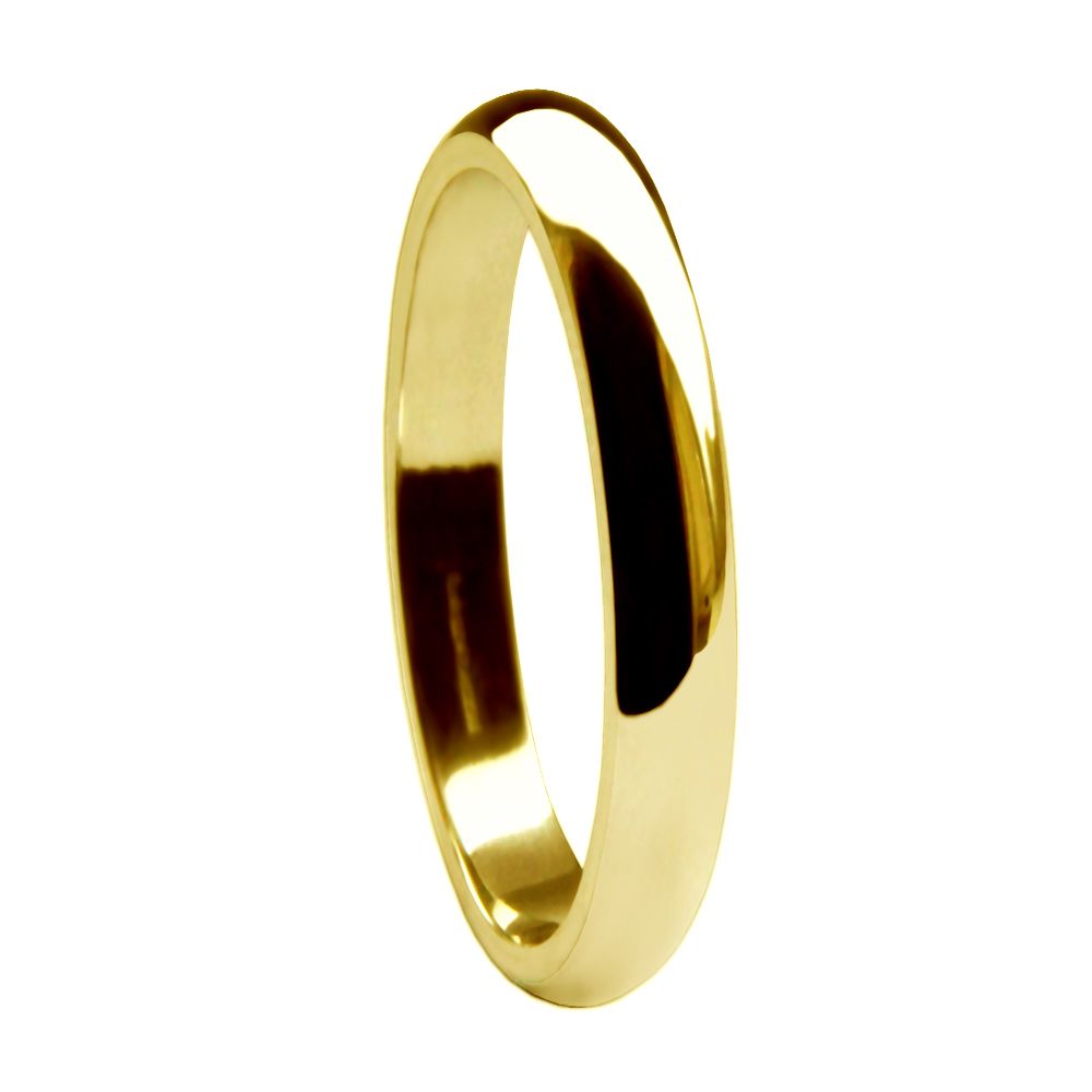 2mm 18ct Yellow Gold Heavy D-Shape Wedding Rings Bands