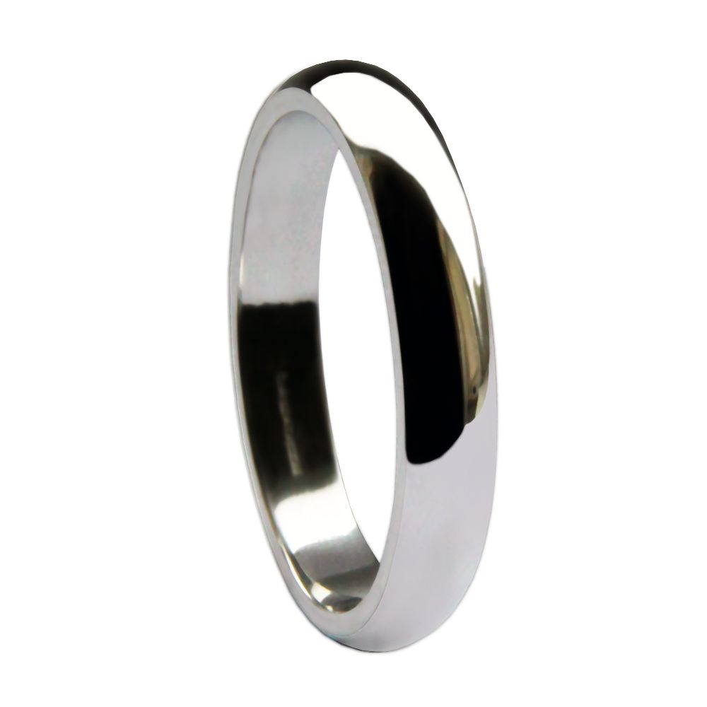 3mm 950 Palladium Heavy D Shaped Wedding Rings Bands