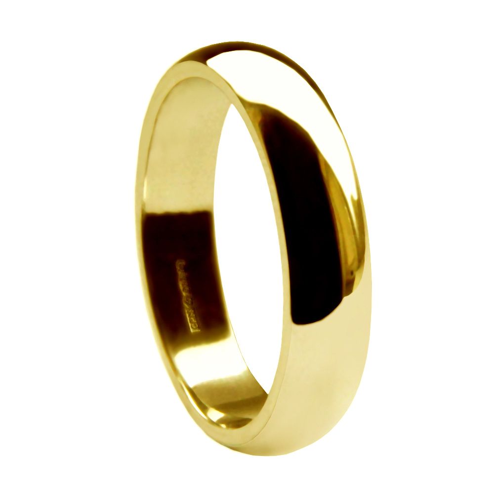 6mm 18ct Yellow Gold Heavy D-Shape Wedding Rings Bands