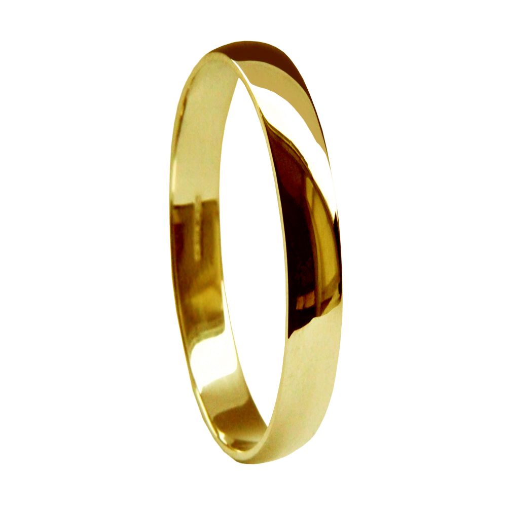 2mm 18ct Yellow Gold Light D-Shape Wedding Rings Bands