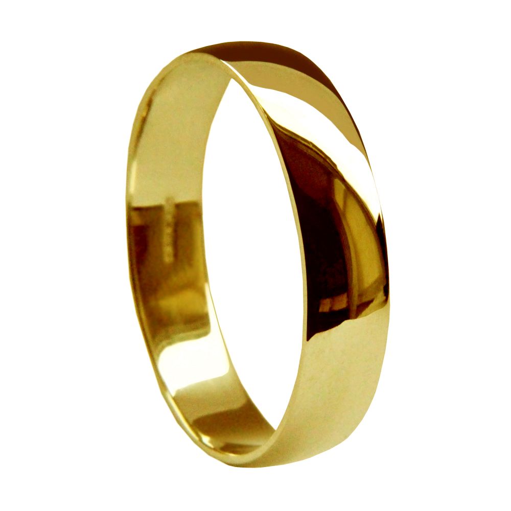 5mm 18ct Yellow Gold Light D-Shape Wedding Rings Bands