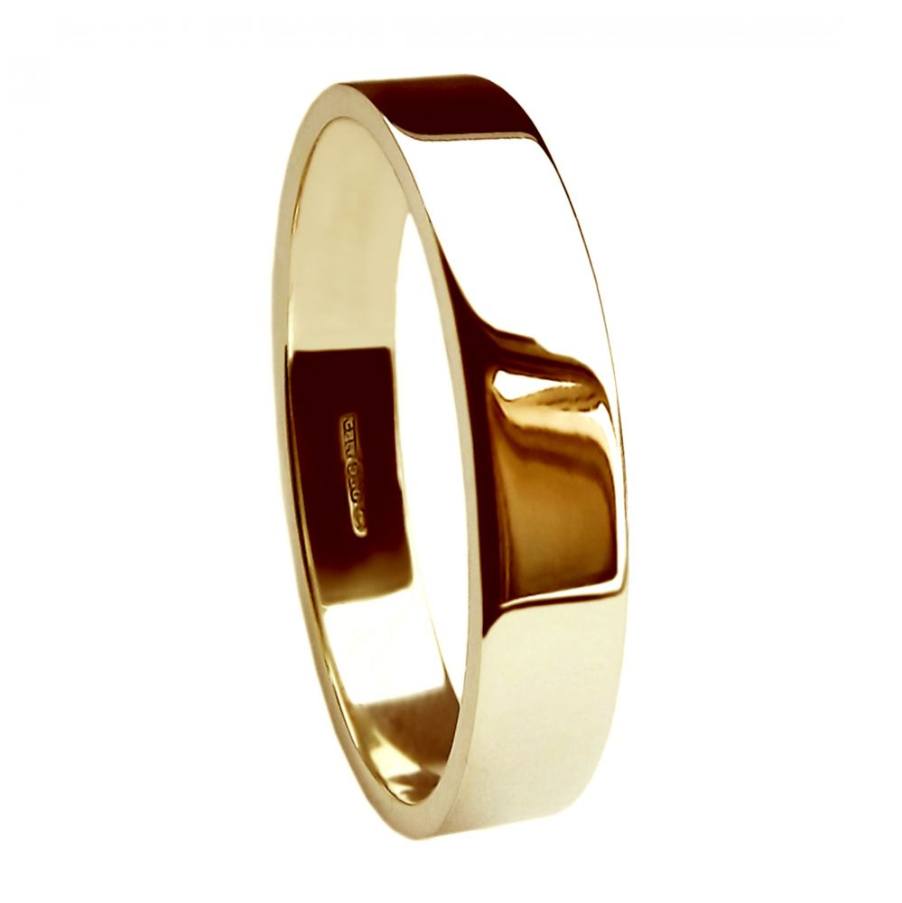 4mm 18ct Red Rose Gold Heavy Flat Profile Wedding Rings Bands