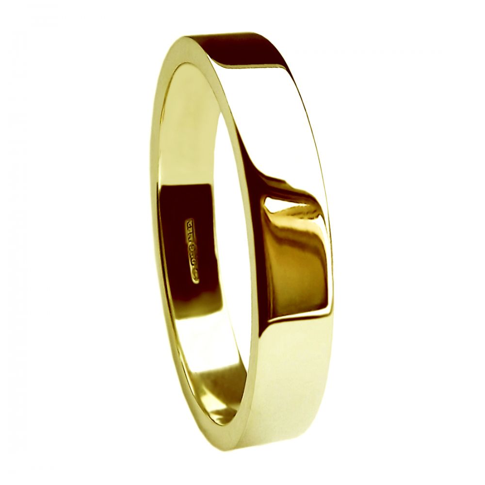 4mm 18ct Yellow Gold Extra Heavy Flat Profile Wedding Rings Bands