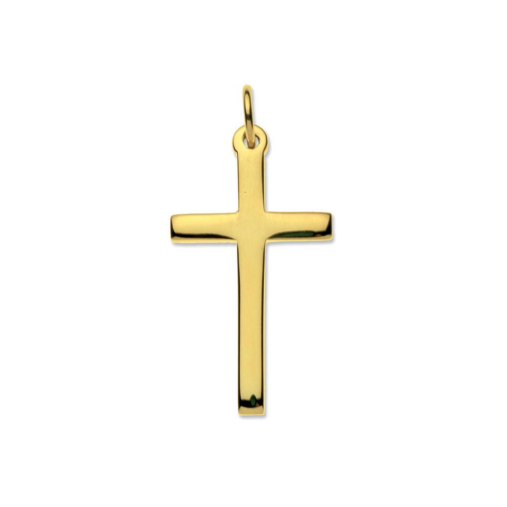 9ct Solid Gold Cross And Diamond Cut Fine Hanging Belcher Chain