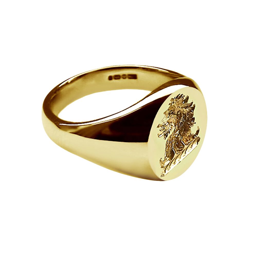 9ct Yellow Gold Ladies Pinky Oval Family Crest Signet Rings 11x9mm