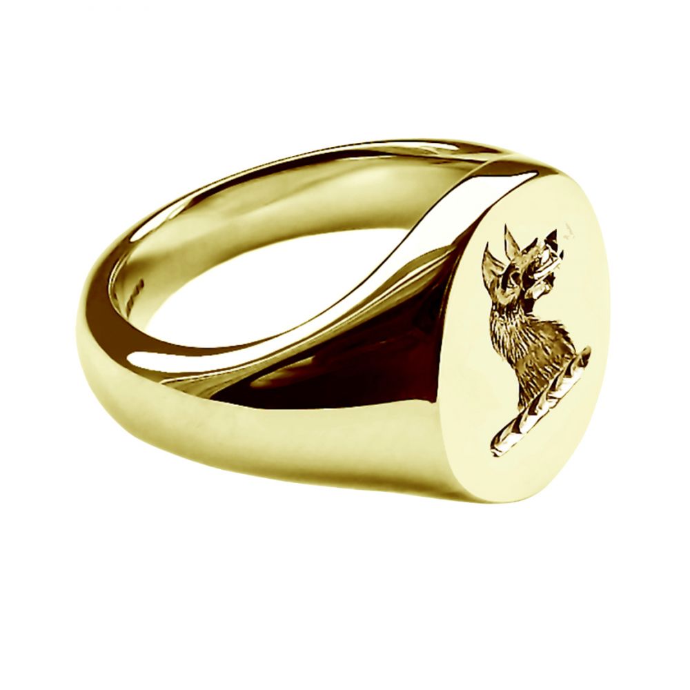 18ct Yellow Gold Unisex Oval Family Crest Signet Rings 13 x 11mm