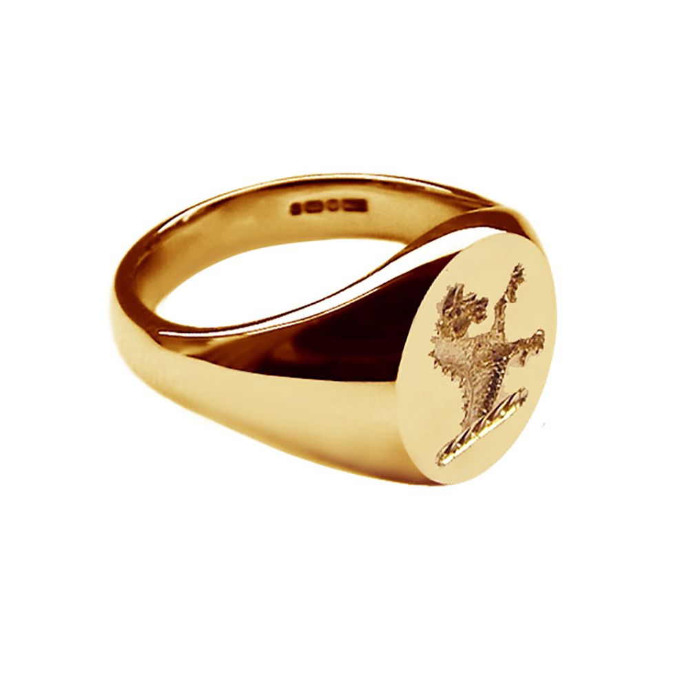 18ct Red Rose Gold Pinky Oval Family Crest Signet Rings 11 x 9mm 7.8g