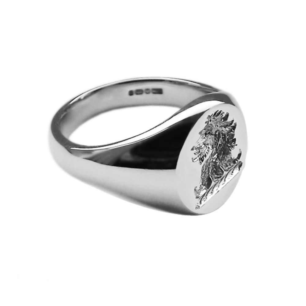925 Sterling Silver Ladies Oval Family Crest Signet Rings 11x9mm 5.1g