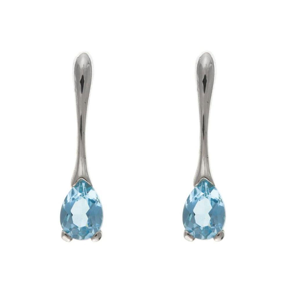 925 Sterling Silver Real Blue Topaz 20mm Drop Earrings