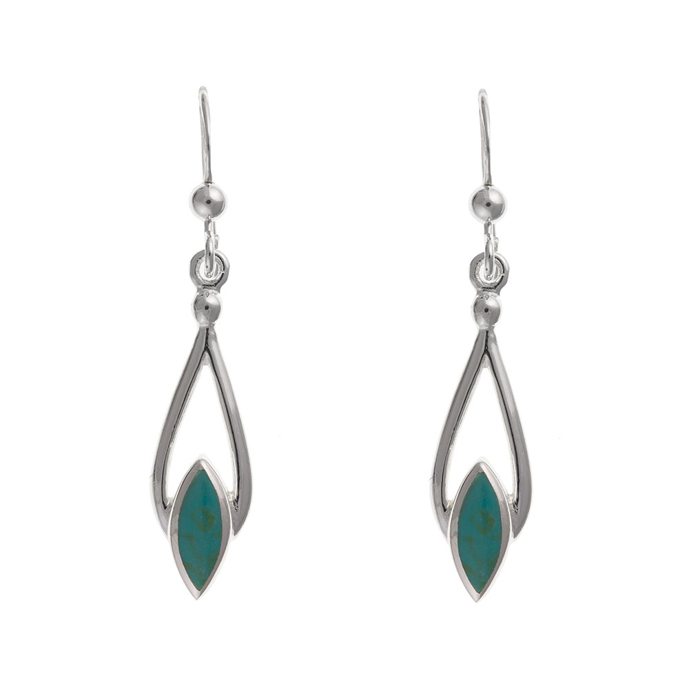 925 Sterling Silver Real Turquoise 27mm Drop Earrings