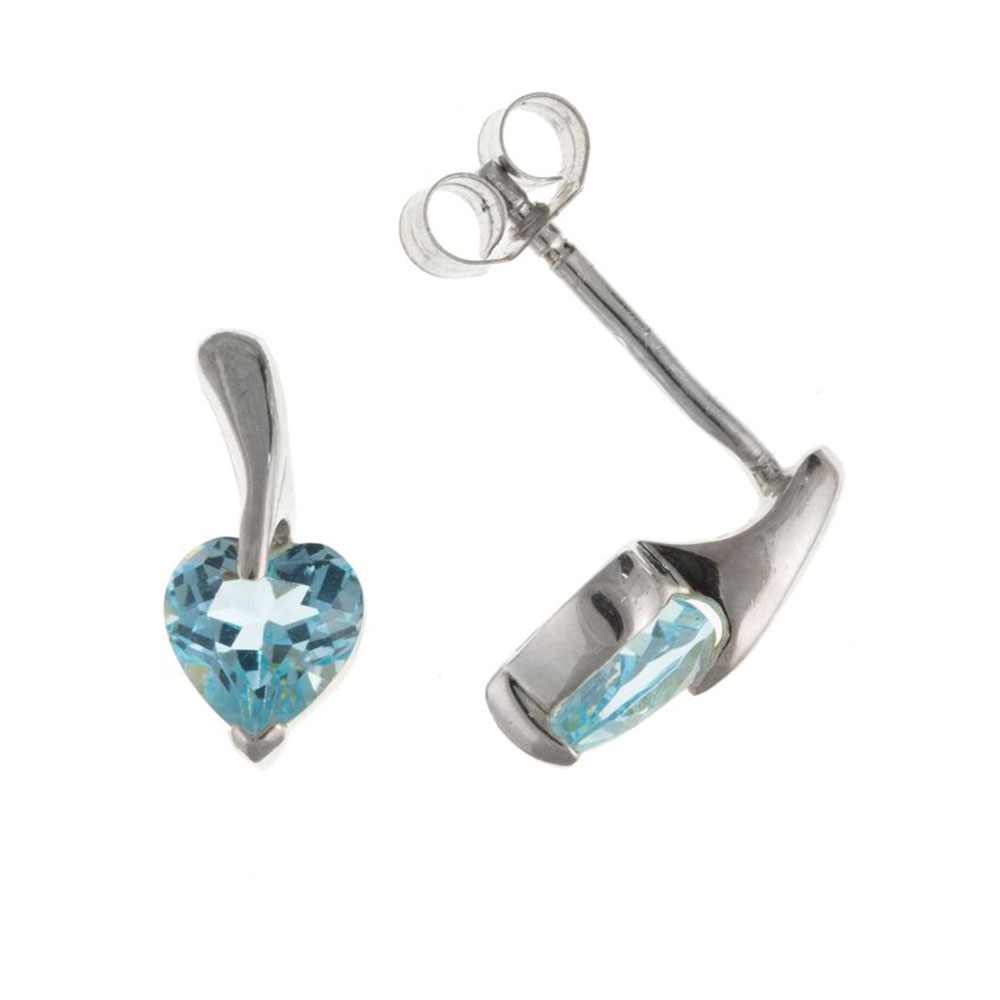 925 Sterling Silver Real Blue Topaz 10mm Stud Earrings