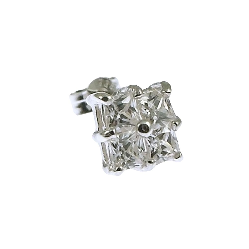 Men's 925 Sterling Silver And CZ Stud Earring