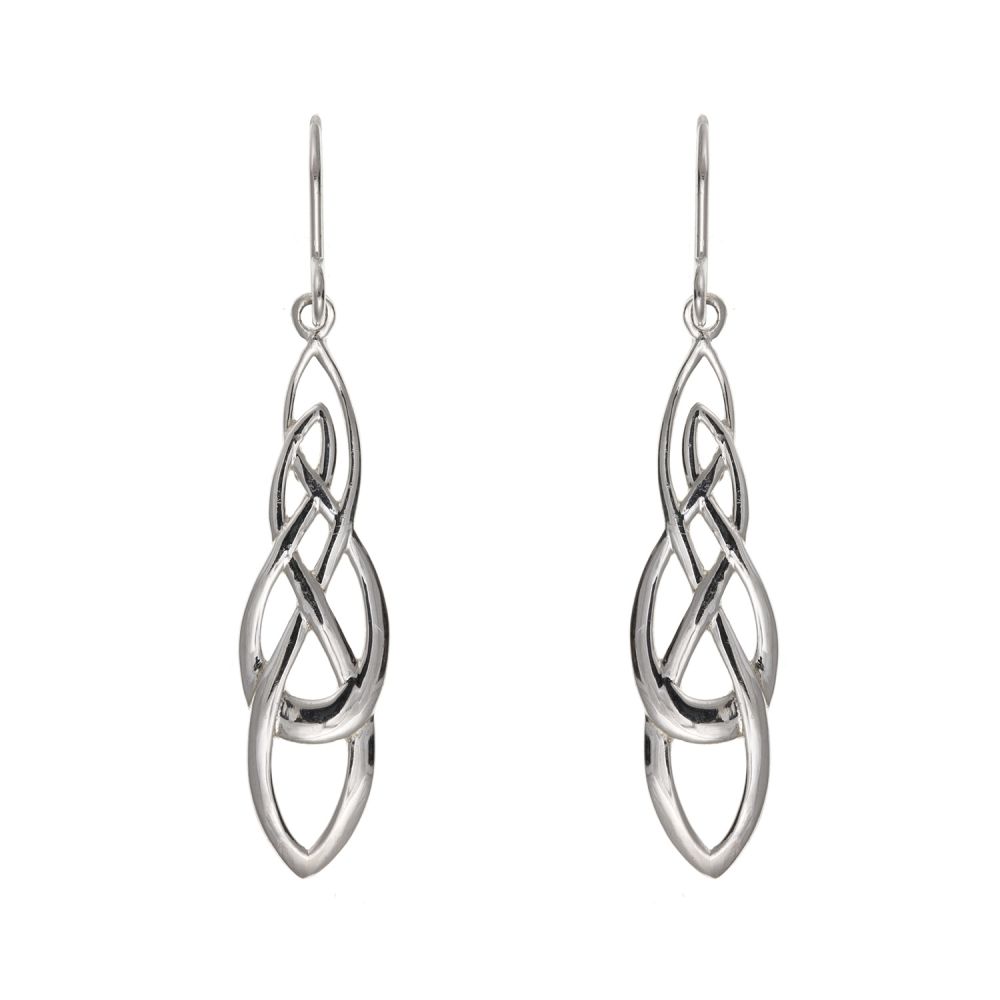 925 Sterling Silver Celtic Style Drop Earrings UK Made