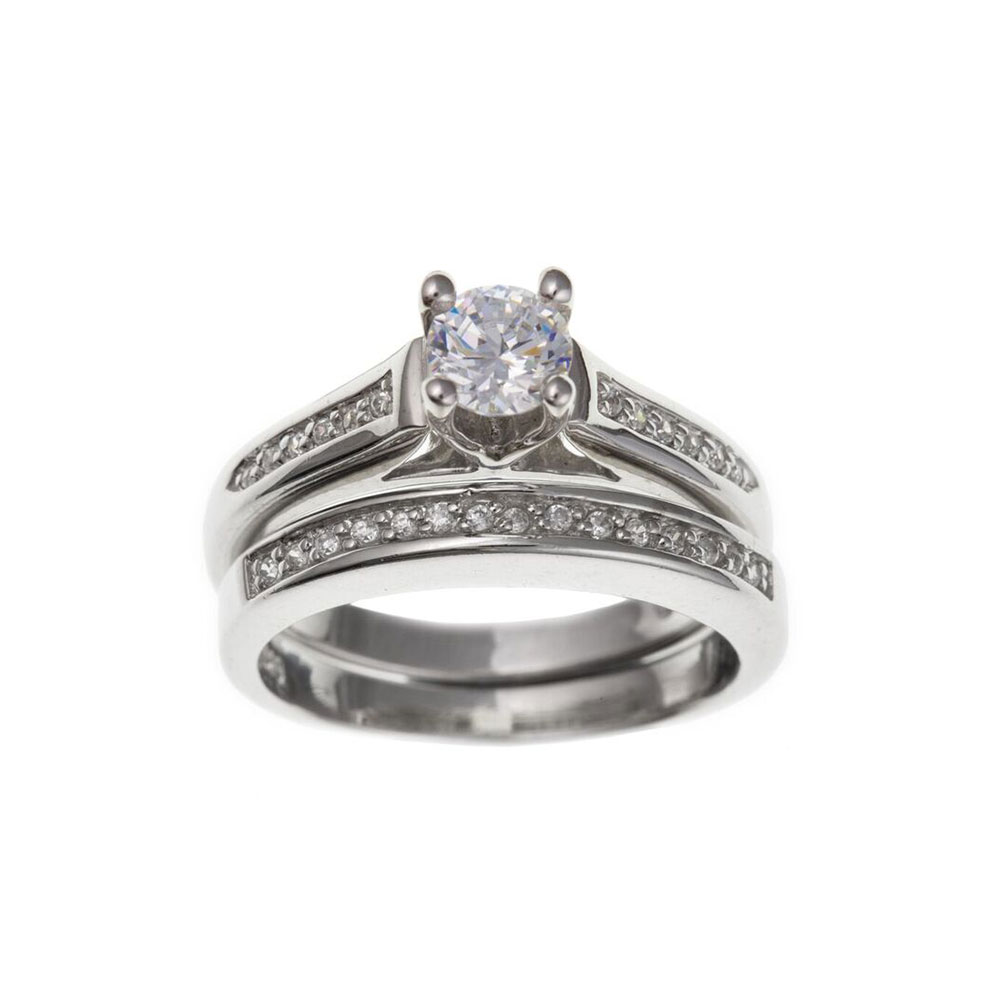925 Sterling Silver and CZ Bridal Set Dress Rings