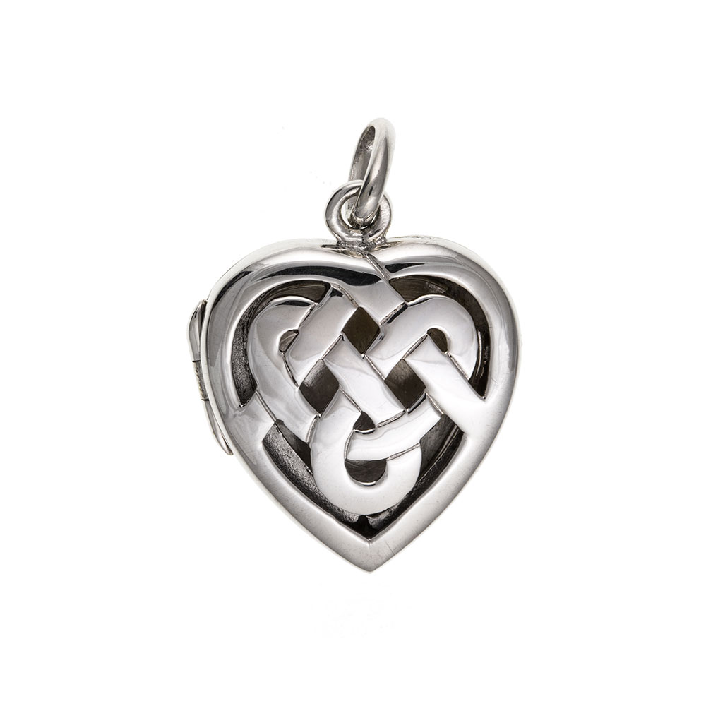 925 Sterling Silver Celtic Heart Patterned Locket 26 x 20mm