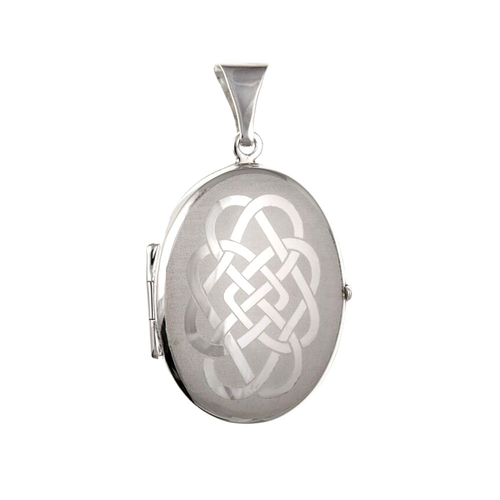 925 Sterling Silver Large Celtic Patterned Locket 40 x 25mm