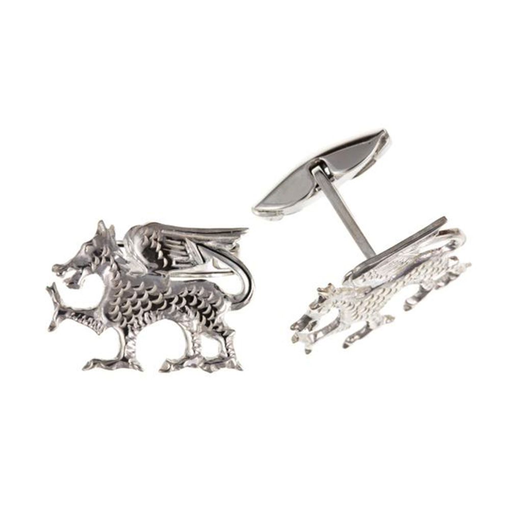 925 Sterling Silver Welsh Dragon Cufflinks UK Made