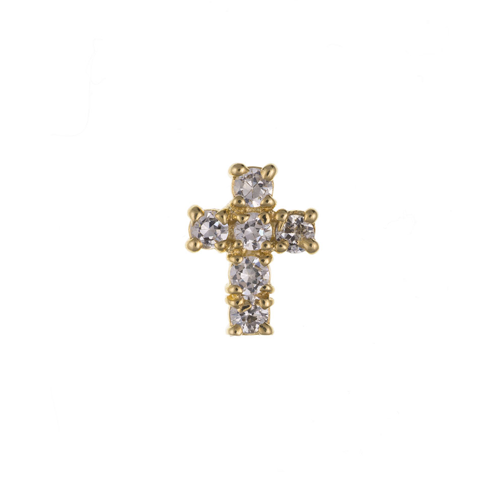 Men's 9ct Yellow Gold CZ Cross Gents Stud 8 x 6mm