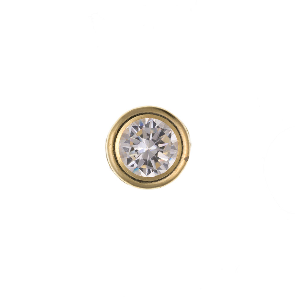 Men's 9ct Yellow Gold 5mm Rub Over CZ Stud Gents Earring