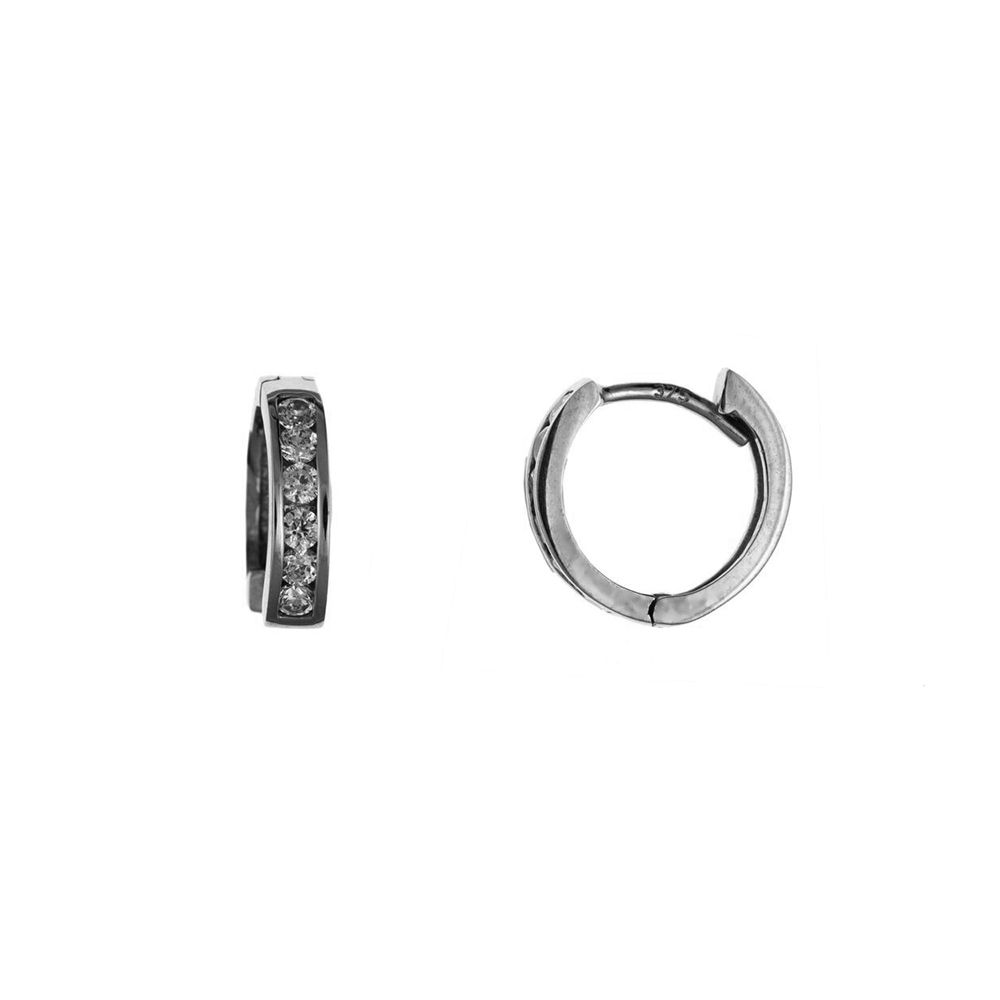 9ct White Gold Men's CZ Stone Set Huggie Earring