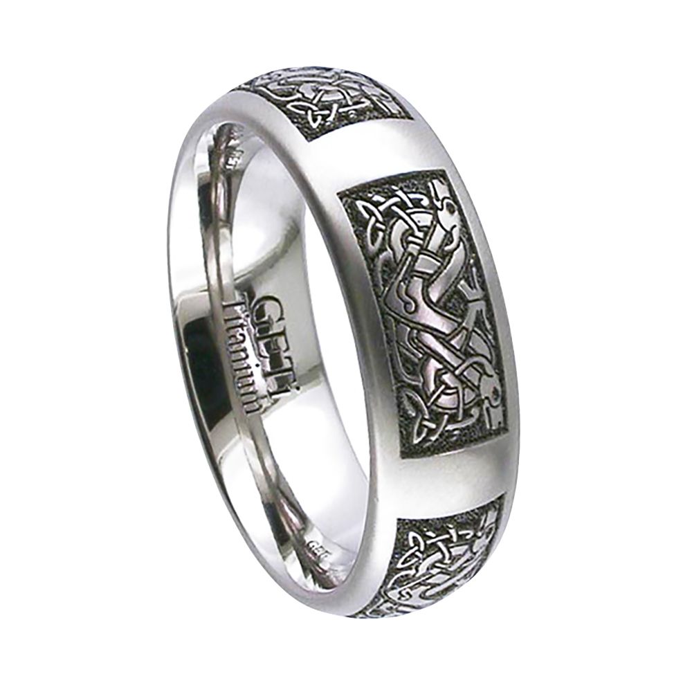 Titanium Celtic Flat Court Comfort Wedding Ring