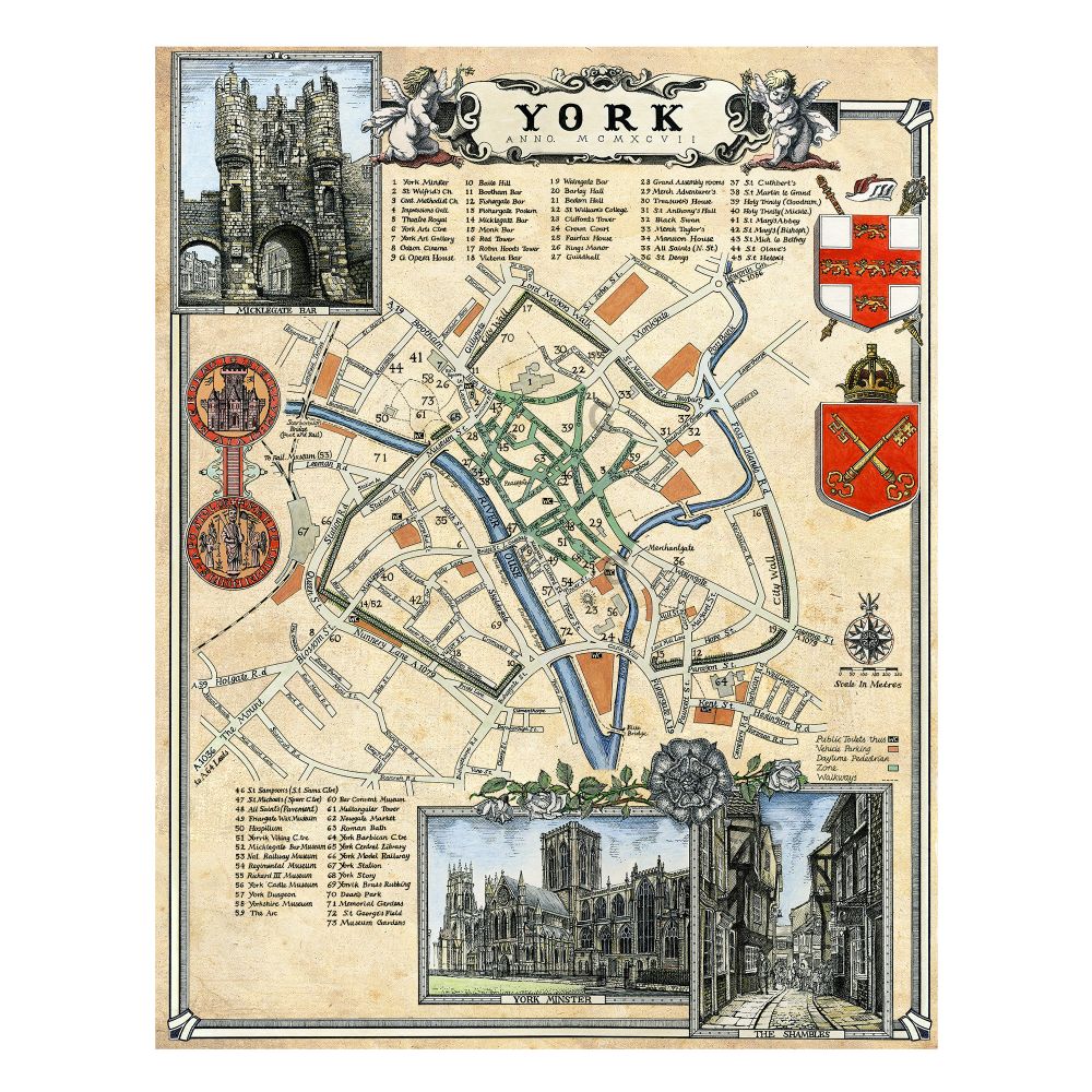 City Of York Millennium Map by Artist Bob Jackson