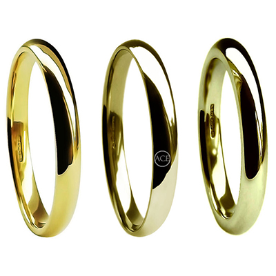 2mm 9ct yellow gold Court Shape Wedding Rings