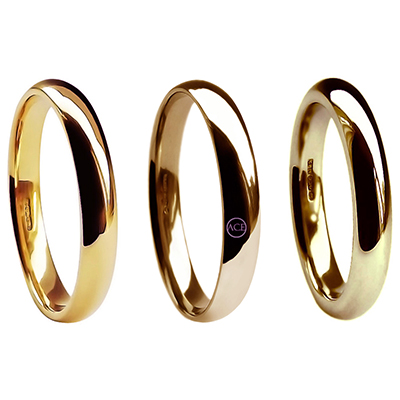 3mm 18ct Rose gold Court Shape Wedding Rings