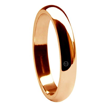 3mm 9ct Red Gold D Shape Wedding Rings