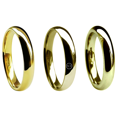 4mm 9ct yellow gold Court Shape Wedding Rings