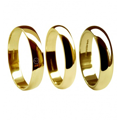 4mm 9ct Gold D Shape Wedding Rings